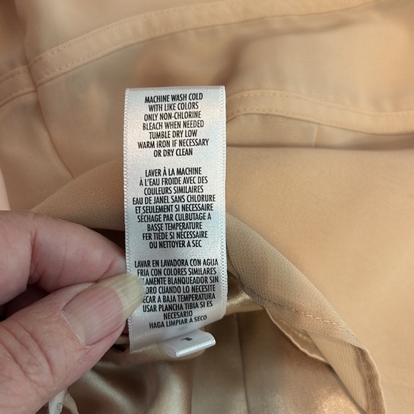 Casual Corner Women's Tan Top with Sheer Sleeves & Empire Waist - Picture 7 of 11